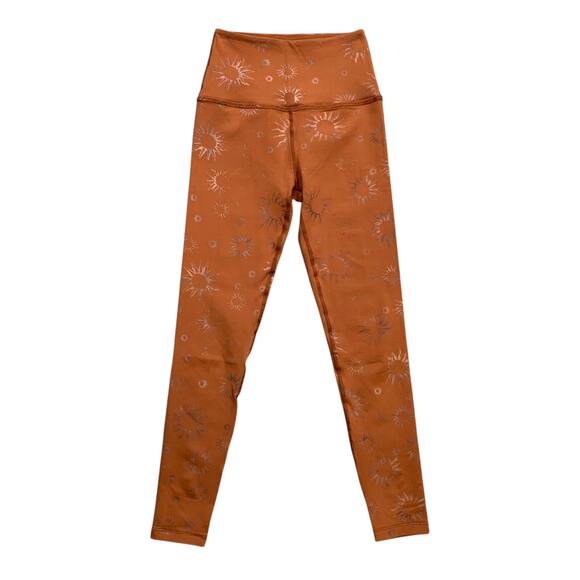 Beyond Yoga Leggings Womens Extra Small Toffee High Waisted Foil Sun Print Midi - Picture 1 of 11